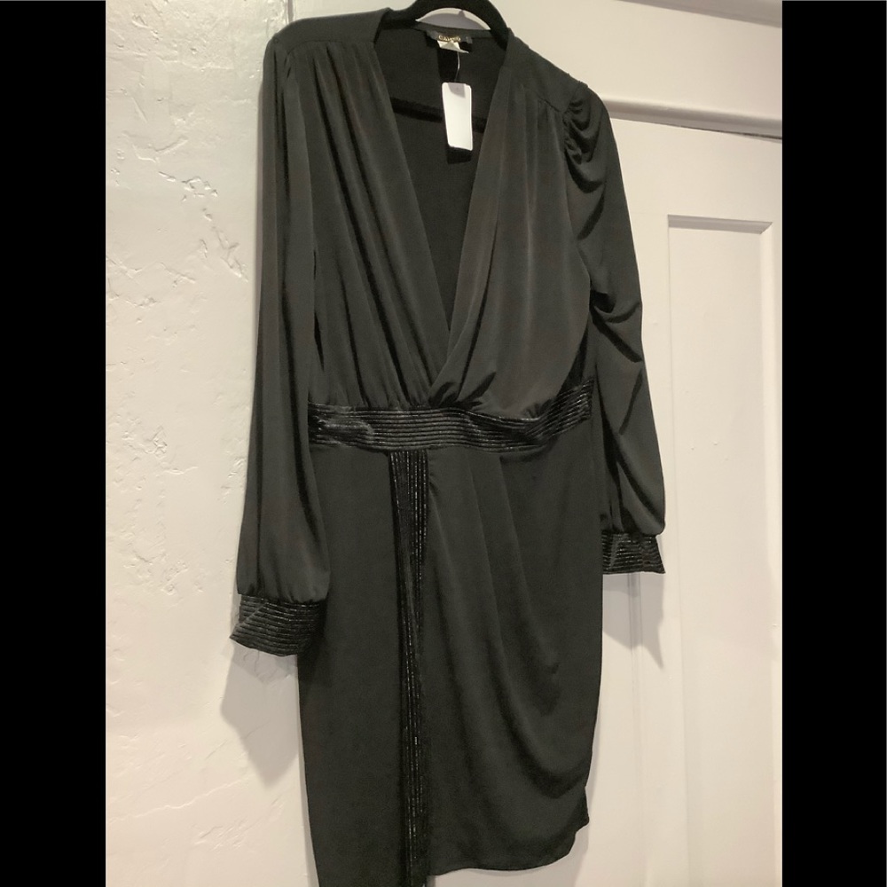 Cambo Black v cut knee length dress